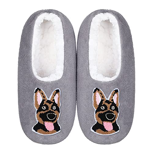 ZYZX Hausschuhsocken Damen Hund Motiv Winter Warme Weiche Niedlich Kuschel Hausschuhe Fleece-lined Lustige Flauschig Stoppersocken mit Antirutsch-Sohle Haussocken Geschenke von ZYZX