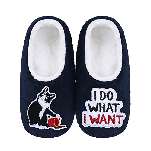 ZYZX Katze Hausschuhsocken für Damen Winter Bequem Weich Warme Lustige Kuschel Hausschuhe Zuhause Flauschig Stoppersocken mit Antirutsch-Sohle Geschenke Haussocken von ZYZX