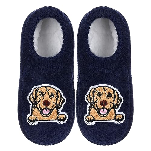 ZYZX Lustige Haussocken mit Hund Motiv Winter Flauschig Warme Hausschuhsocken Bequem Weiche Sohle Tier Strick Hausschuhe Rutschfesten Stoppersocken Thermo Dicke Kuschelsocken von ZYZX