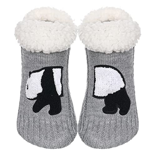 ZYZX Tier Kuschelsocken für Damen mit Rutschfeste Sohle Winter Bequem Gestrickt Lustige Niedlich Haussocken Sherpa Futter Stoppersocken Flauschig Dicke Hüttensocke Geschenke von ZYZX