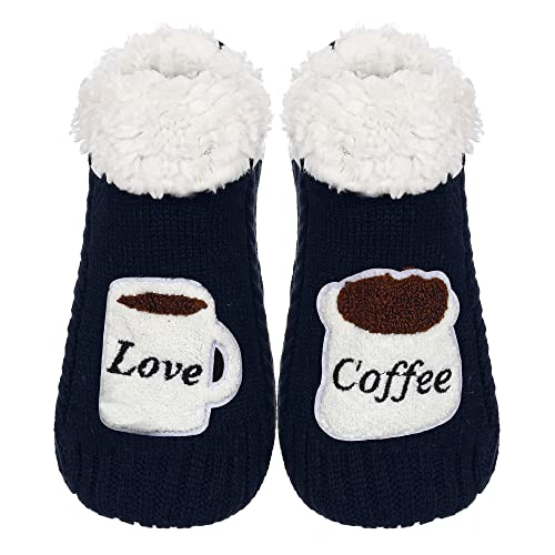 ZYZX Lustige Kuschelsocken Winter Warme Niedlich Gestrickt Bequem Haussocken Rutschfeste Sohle Fleece-gefütterte Flauschige Hüttensocke Weicher Bequem Stoppersocken Geschenke Hausschuhe von ZYZX