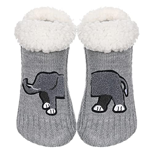 ZYZX Tier Kuschelsocken für Damen mit Rutschfeste Sohle Winter Bequem Gestrickt Lustige Niedlich Haussocken Sherpa Futter Stoppersocken Flauschig Dicke Hüttensocke Geschenke von ZYZX