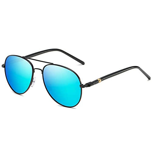 ZZBD Polarisierte Sonnenbrille für Herren Fahrende Sonnenbrille UV-400 Damen Vintage Black Metal Frame Fashion Lens Glasses (Blue) von ZZBD