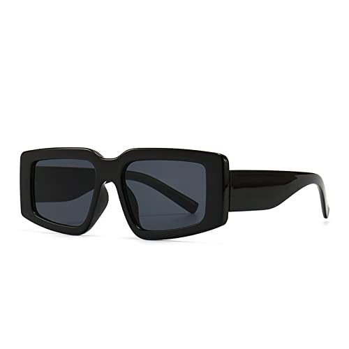 ZZBD Quadratische Sonnenbrille für Herren und Damen, rechteckige Vintage-Brille, große Abschrägung mit UV400-Schutz, quadratische Sonnenbrille für Damen und Teenager (Schwarz) von ZZBD