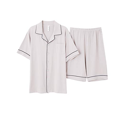 ZZDH Schlafanzug Herren Kurz Pyjamas Herren Sommer Kurzärzte Shorts dünne Strickjacke Home Service Männer Lose Sommer Plus Size Anzug (Color : A, Size : 3X-Large) von ZZDH