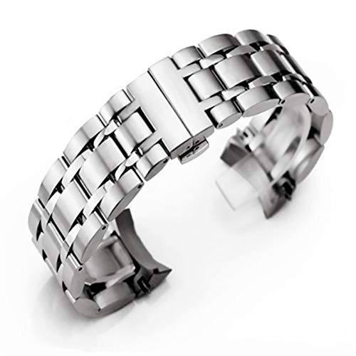 ZZDH uhrenarmband Edelstahl Edelstahl-Armband für gekrümmtes Ende 22/23 / 24mm Uhren-Band Frauen-Armband-Armbanduhr Männer (Band Width : 24mm) von ZZDH