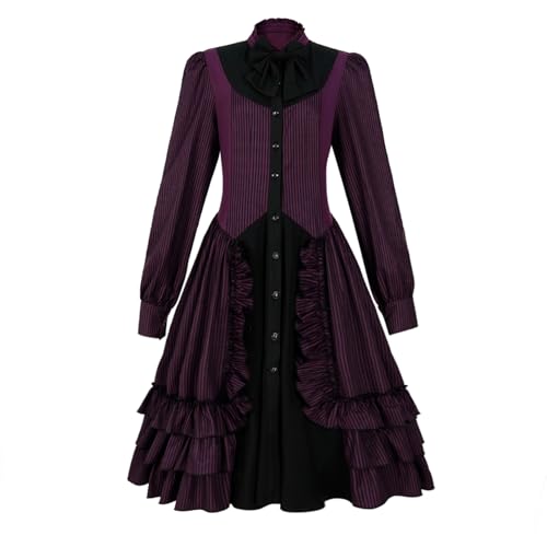 ZZEQYG Damen Mädchen Gothic Lolita viktorianisches Kleid Polyester Rüschen Kleid mit Schleifen, Violett, 3X-Groß von ZZEQYG