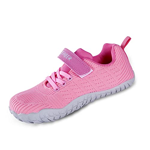 ZZFABER Barfußschuhe Kinder，Kinderschuhe Mädchen，Leichte Straßenschuhe， Weiche Hausschuhe, Flexible Turnhalle Sportschuhe, Laufschuhe, Größe 27-35 (pink, Numeric_27) von ZZFABER