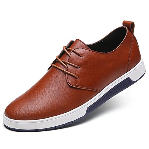 ZZHAP Herren Casual Oxford Schuhe Atmungsaktiv Flach Mode Sneakers, (Brown02), 41 EU von ZZHAP