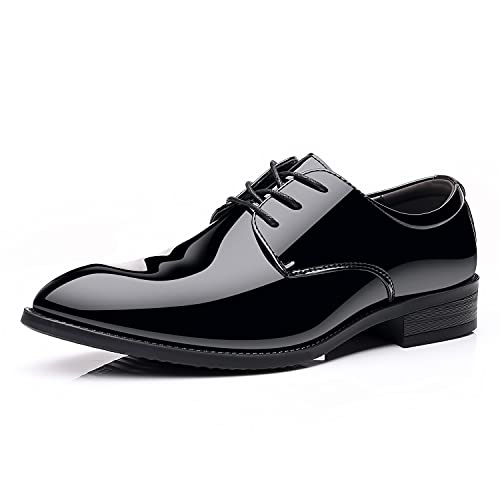 ZZHAP Herren-Smokingschuhe mit spitzem Zehenbereich, lässig, Schlupfschuhe, (Schwarz-03), 44 EU von ZZHAP