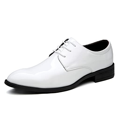 ZZHAP Herren-Smokingschuhe mit spitzem Zehenbereich, lässig, Schlupfschuhe, (White-03), 39.5 EU von ZZHAP