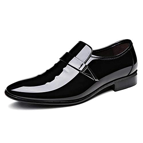 ZZHAP Herren-Smokingschuhe mit spitzem Zehenbereich, lässig, Schlupfschuhe, Schwarz (schwarz), 44.5 EU von ZZHAP