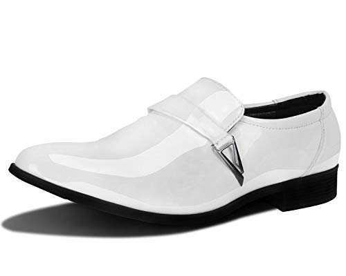 ZZHAP Herren-Smokingschuhe mit spitzem Zehenbereich, lässig, Schlupfschuhe, Weiß (Weiß), 41 EU von ZZHAP