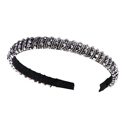 Haarreif für Damen mit Kristallperlen Stirnband Haarschmuck Haarreifen Silber von ZZHBOO