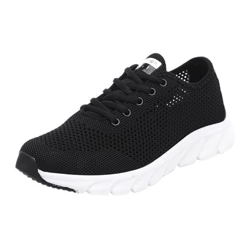 Damen Sneaker Fashion Frauen Schuhe Arbeitsschuhe Vielseitig Leicht Atmungsaktiv Mode Lace Up Damen Freizeitschuhe (Schwarz,41) von ZZHZGZ