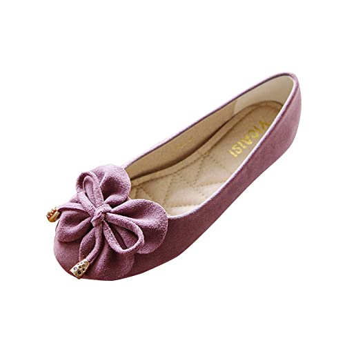 Ballerinas Damen Elegant Glitzer Damen Ballerinas Flache Sandalen Damen Sommer Damen Ballerinas flach klassisch Elegante und Bequeme Ballettschuhe mit Schleifenbesatz von ZZHZGZ