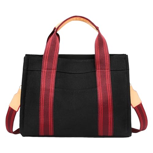 Damen Handtasche Umhängetasche Frauen Umhängetasche Modische Muster Einfache Farbe Block Retro Praktische Große Kapazität Zipper Handtasche (Black, One Size) von ZZHZGZ