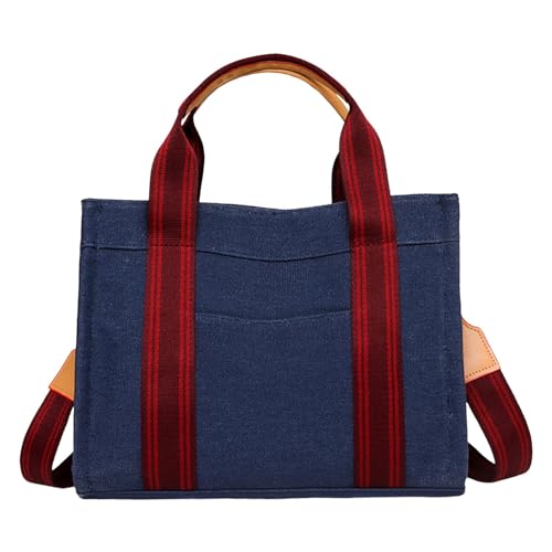 Damen Handtasche Umhängetasche Frauen Umhängetasche Modische Muster Einfache Farbe Block Retro Praktische Große Kapazität Zipper Handtasche (Blue, One Size) von ZZHZGZ