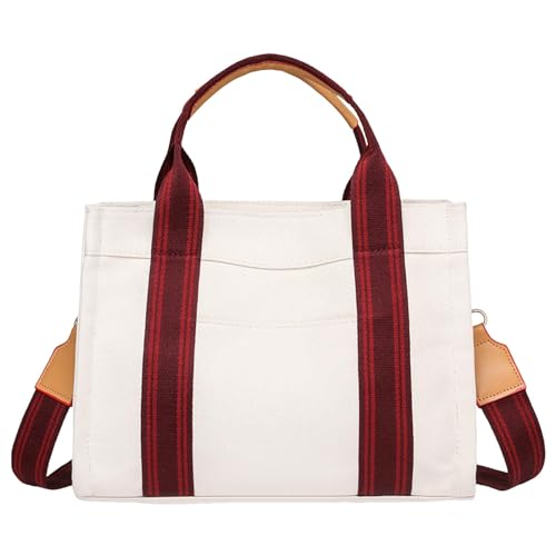 Damen Handtasche Umhängetasche Frauen Umhängetasche Modische Muster Einfache Farbe Block Retro Praktische Große Kapazität Zipper Handtasche (White, One Size) von ZZHZGZ