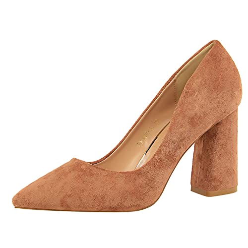 Damen Klassische Pumps Damen Schuhe Elegant Absatzschuhe Damen Schwarz Blockabsatz Geschlossener Büro Pumps Mary Janes Hochzeitsschuhe Abendschuhe Damenschuhe T-Rosa 39 von ZZHZGZ