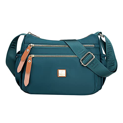Umhängetaschen Damen Crossbody Bag Fashion Multicolor Nylongewebe Große Kapazität Reißverschluss Verstellbarer Schultergurt Umhängetasche (Blue, One Size) von ZZHZGZ