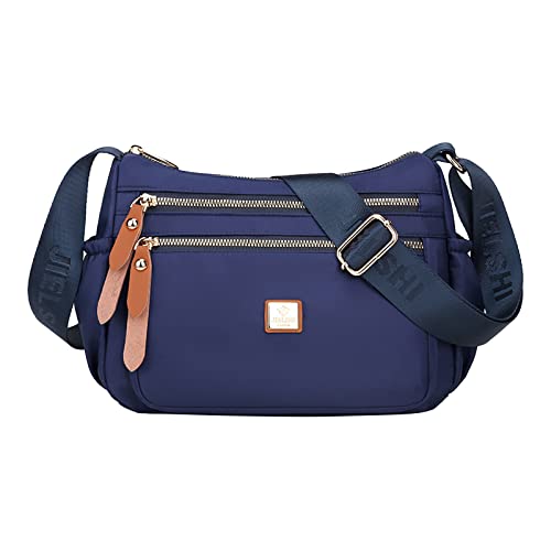 Umhängetaschen Damen Crossbody Bag Fashion Multicolor Nylongewebe Große Kapazität Reißverschluss Verstellbarer Schultergurt Umhängetasche (Dark Blue, One Size) von ZZHZGZ
