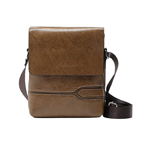 Umhängetaschen Damen Crossbody Bag Lässige Herren-Ledertasche mit großer Kapazität, verstellbare Schulter, vielseitige One-Shoulder-Umhängetasche (Khaki, A) von ZZHZGZ