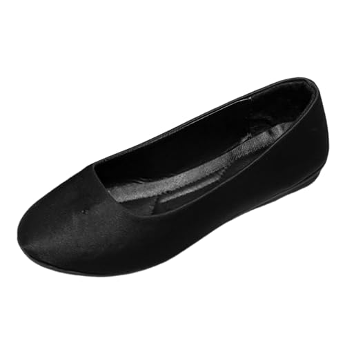 ZZHZGZ Ballerinas Damen Elegant Schwarz Ballerina Schuhe Damen Flache Schuhe für Damen Elegant Silber Damen Ballerinas flach klassisch Elegante und Bequeme Ballettschuhe mit Schleifenbesatz von ZZHZGZ