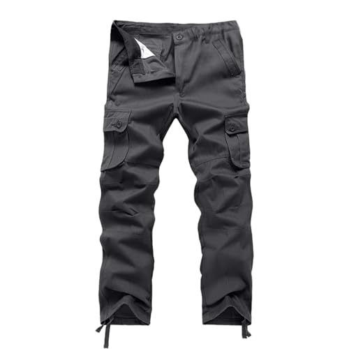 ZZHZGZ Cargohose Herren Arbeitshosen Männer Schnittschutzhose Casual Baumwolle Outdoorhose Lange Baggy Hose Casual Freizeithose Pants Jogginghose Sweatpants mit Taschen (Dunkelgrau, 4XL) von ZZHZGZ