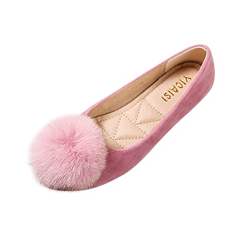 ZZHZGZ Damen Ballerina Bequeme Flache Schuhe Zum Kleid Winter Weiche Ballettschuhe Ballerinas Damen Rosa 37 von ZZHZGZ