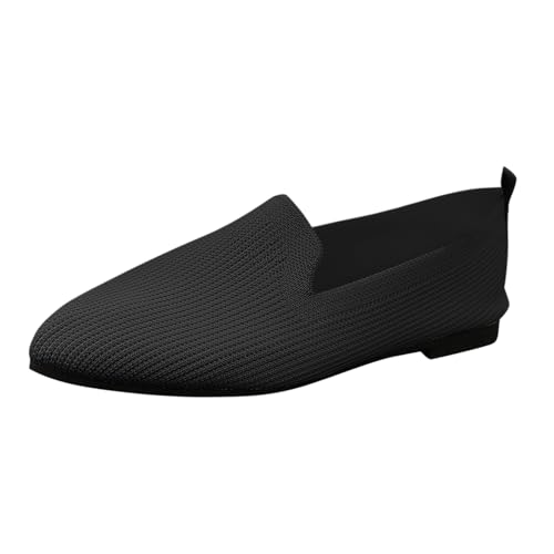 ZZHZGZ Damen Bequeme Ballerinas Flache Schuhe Mit Knöchelwickel Und Elastischen Kreuzträgern Leicht Slip On Abend Schuhe Damen Ballerinas Schwarz Weit Spitzen Ballerinas Damen von ZZHZGZ