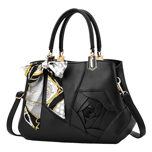 ZZHZGZ Damen Handtasche Umhängetasche Attraktive, schlichte modische One-Shoulder-Body-Handtasche, quadratische Tasche (Black, One Size) von ZZHZGZ