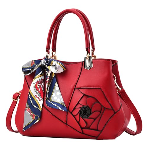 ZZHZGZ Damen Handtasche Umhängetasche Attraktive, schlichte modische One-Shoulder-Body-Handtasche, quadratische Tasche (Red, One Size) von ZZHZGZ