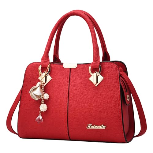 ZZHZGZ Damen Handtasche Umhängetasche Damenhandtasche, trendige Schulter-Crossbody-Tasche (Red, One Size) von ZZHZGZ