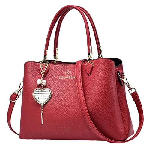 ZZHZGZ Damen Handtasche Umhängetasche Frauen Tasche Vielseitige Große Kapazität Mode Umhängetasche Umhängetasche Handtasche (Red, One Size) von ZZHZGZ