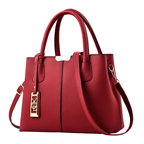 ZZHZGZ Damen Handtasche Umhängetasche Mode Handtasche Einfache Tasche Große Kapazität Eine Schulter Frauen Tasche (Red, One Size) von ZZHZGZ