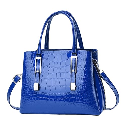 ZZHZGZ Damen Handtasche Umhängetasche Mode helle Lederhandtasche Damen Steinmuster Tasche einzelne Schulter (Blue, One Size) von ZZHZGZ