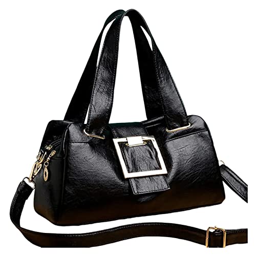 ZZHZGZ Damen Handtasche Umhängetasche Trend große Kapazität Schultertasche weiches Mehrzweck Damen Tasche Mode Handtasche (Black, One Size) von ZZHZGZ