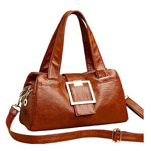 ZZHZGZ Damen Handtasche Umhängetasche Trend große Kapazität Schultertasche weiches Mehrzweck Damen Tasche Mode Handtasche (Brown, One Size) von ZZHZGZ