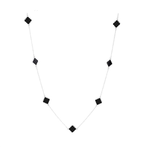 ZZHZGZ Damen Kette mit Anhänger Einfache klassische vierblättrige Halskette, europäische amerikanische Halskette, leichte Luxus-Premium-Feeling-Design-Halskette (A, One Size) von ZZHZGZ