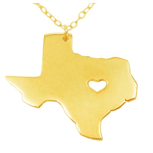 ZZHZGZ Damen Kette mit Anhänger Halskette Gold Silber Roségold Tricolor Texas Halskette USA State Edelstahl Karte Halskette (Gold, One Size) von ZZHZGZ