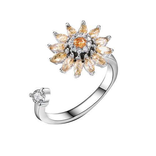 ZZHZGZ Damen Ringe Elegant Schlicht Silberringe Drehbarer Ring, klassischer einfacher Ring, Modeschmuck, leichter Luxus, Premium-Feeling-Design-Ring, glänzender Ring (F-A, One Size) von ZZHZGZ