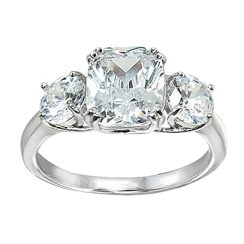 ZZHZGZ Damen Ringe Elegant Schlicht Silberringe Hochzeitsschmuck Markle Wedding Diamond Ring Das beste Geschenk für Ihre Freundin oder Tochter (h-Silver, 7) von ZZHZGZ
