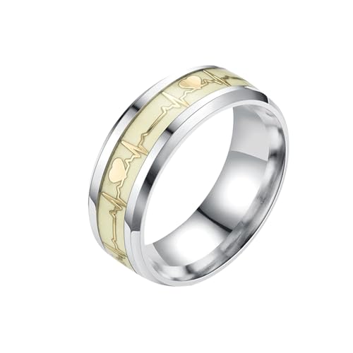 ZZHZGZ Damen Ringe Elegant Schlicht Silberringe Mehrfarbiger Ring in Herzform, Titanstahl, mehrfarbig, individueller Ring, Design-Ring, Paarring, Paar-Geschenk (A, 9) von ZZHZGZ