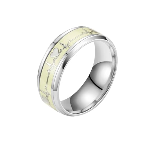 ZZHZGZ Damen Ringe Elegant Schlicht Silberringe Mehrfarbiger Ring in Herzform, Titanstahl, mehrfarbig, individueller Ring, Design-Ring, Paarring, Paar-Geschenk (B, 6) von ZZHZGZ