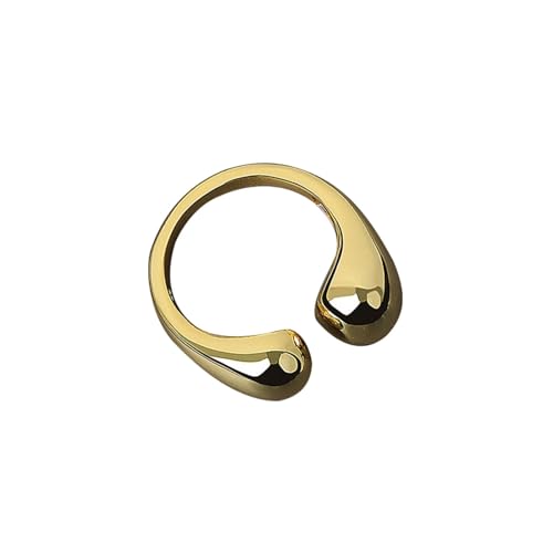 ZZHZGZ Damen Ringe Elegant Schlicht Silberringe Minimalistischer Retro-Wassertropfen-Öffnungsring, echt vergoldet, Metallring, einfacher, vielseitiger Temperament-Ring (Gold-d, One Size) von ZZHZGZ