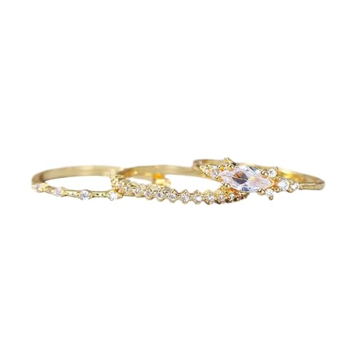 ZZHZGZ Damen Ringe Elegant Schlicht Silberringe Stapelbare Goldringe für Damen, trendiges, vergoldetes, nicht anlaufendes, stapelbares Zirkonia-Modering-Schmuckset (A, 10) von ZZHZGZ