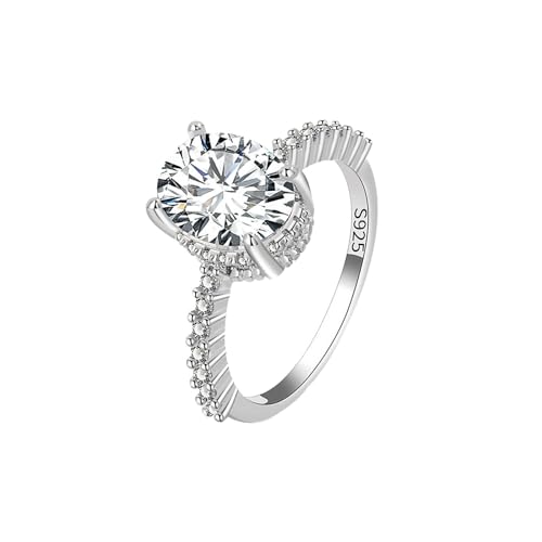 ZZHZGZ Damen Ringe Elegant Schlicht Silberringe Wish Moissanit-Ring für Damen, geschlossener Zirkon-Ring, modischer Zirkon-Ring, einfacher, glänzend, geschlossener Mode-Ring, 1 Stück (A, 8) von ZZHZGZ