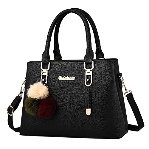 ZZHZGZ Damen Tote Bag Handtasche Damentasche Elegante Lässige Umhängetasche aus Große Kapazität Handtasche Mode (Black, One Size) von ZZHZGZ