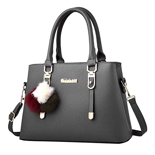 ZZHZGZ Damen Tote Bag Handtasche Damentasche Elegante Lässige Umhängetasche aus Große Kapazität Handtasche Mode (Grey, One Size) von ZZHZGZ